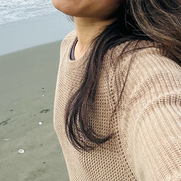 Tommy Hilfiger Beige Camel Knit Jumper Crew Neck Oversized Sweater - Picture 6 of 10